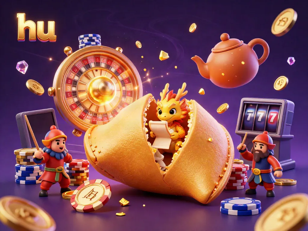 Experience thrilling gaming at hu with a lively scene of golden fortune elements and charming characters.
