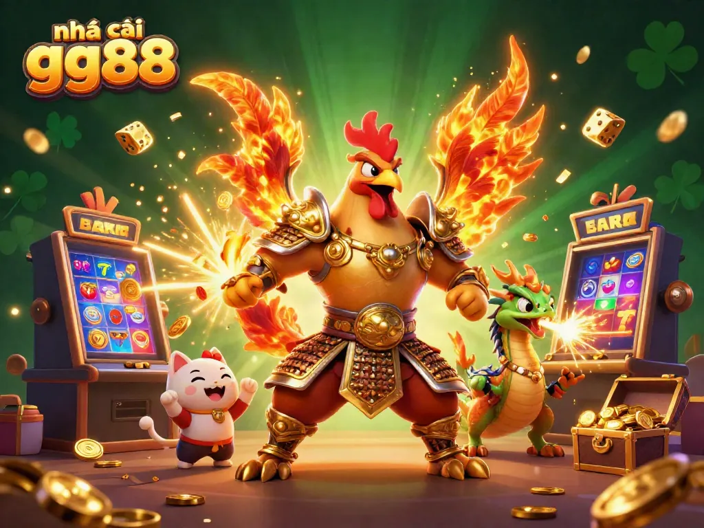 Experience the thrill with nhà cái gg88 featuring vibrant 3D characters celebrating a jackpot.