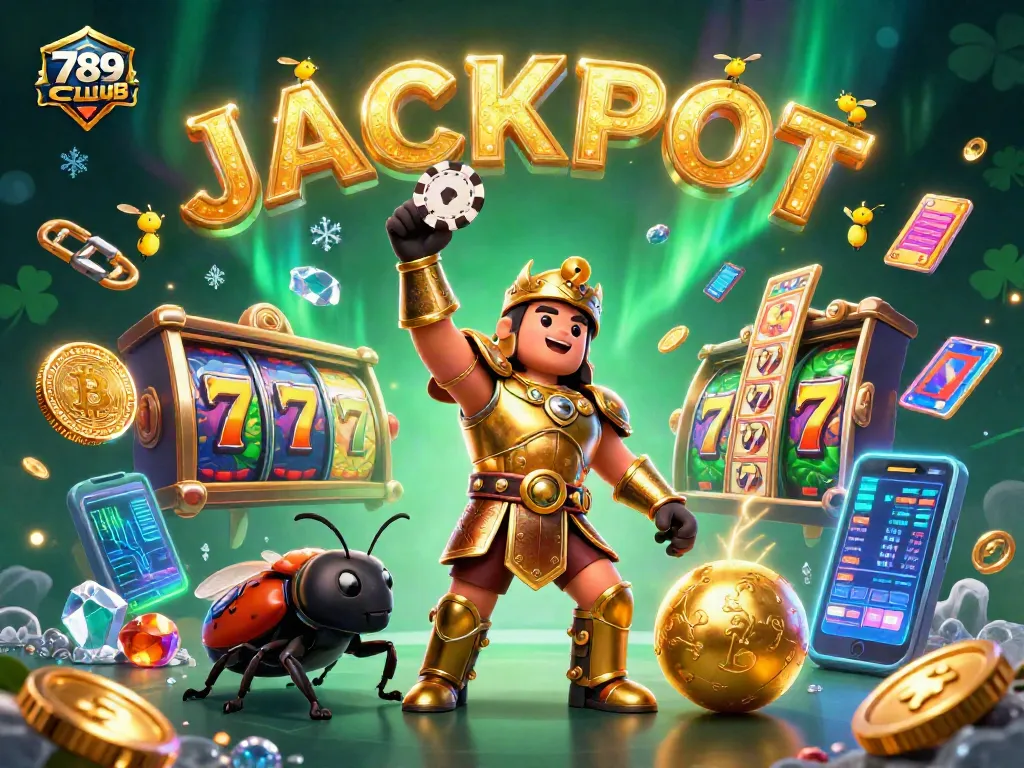 Experience thrilling wins at 789CLUB with a vibrant jackpot scene featuring lucky characters and casino elements.