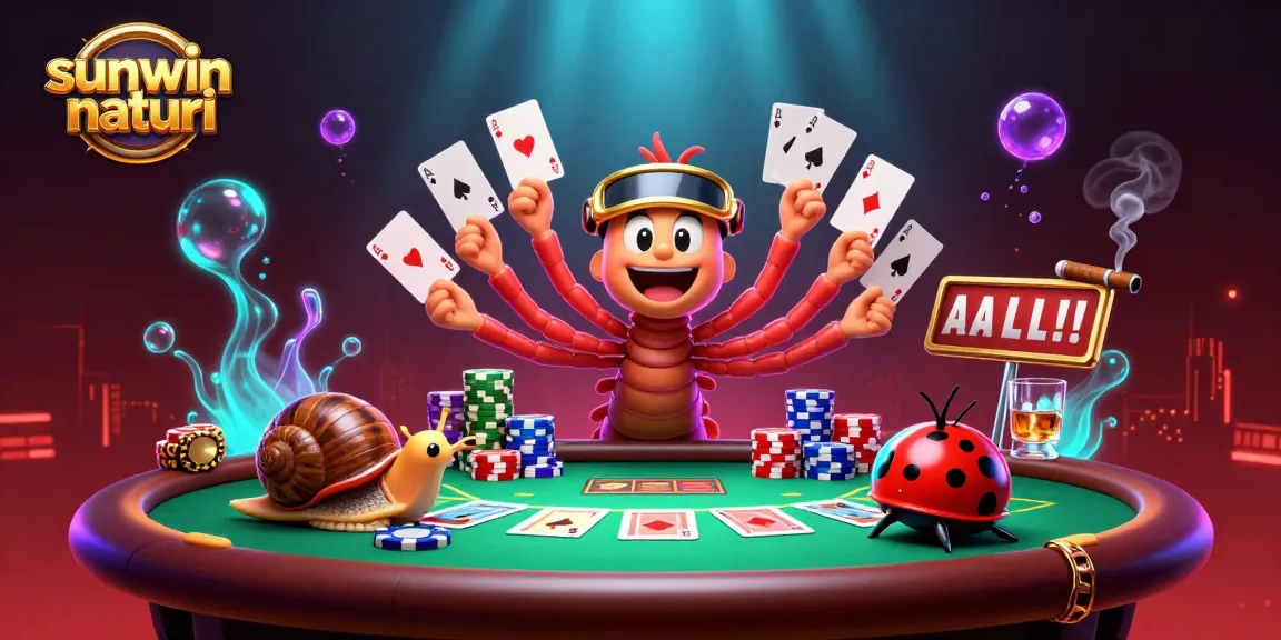 Join the fun at sunwin naturi with millipede dealer and high-roller snail in an exciting casino scene.