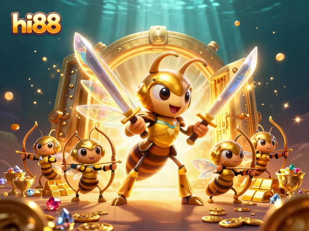 hi88 showcases gaming excitement with bee warriors amidst glittering treasures