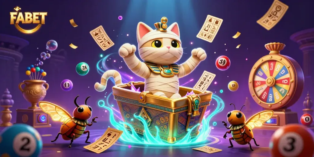 Experience FABET's vibrant world of online betting with colorful elements and captivating characters.
