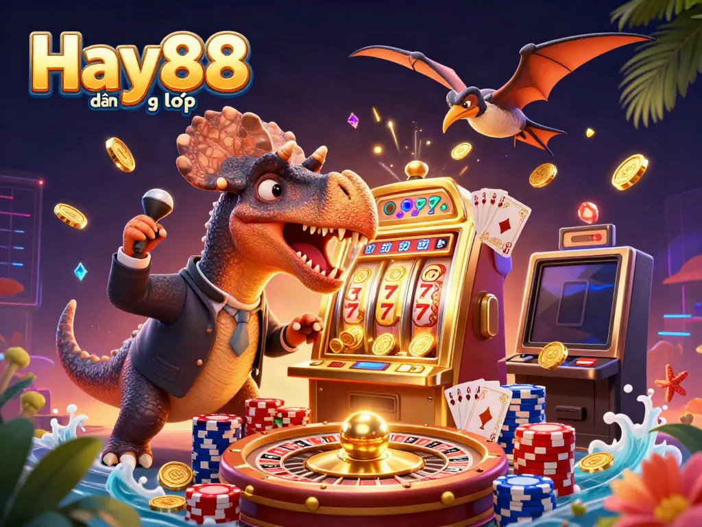 Experience the thrill of winning with Hay88 đăng nhập while a pachycephalosaurus enjoys a jackpot!