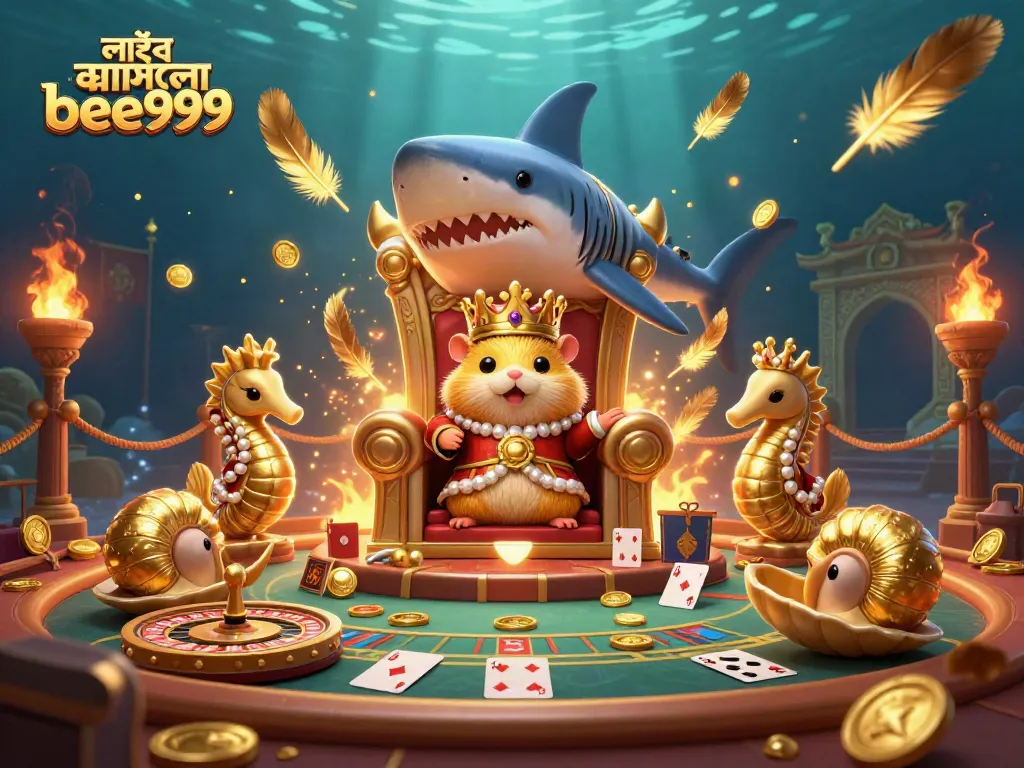 Experience thrilling moments at লাইভ ক্যাসিনো bee999 with our fierce golden hamster king and royal seahorse guards.