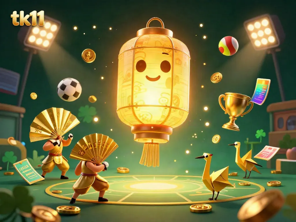 Engage in thrilling tk11 casino action with golden lantern spirit and dynamic sports symbols.
