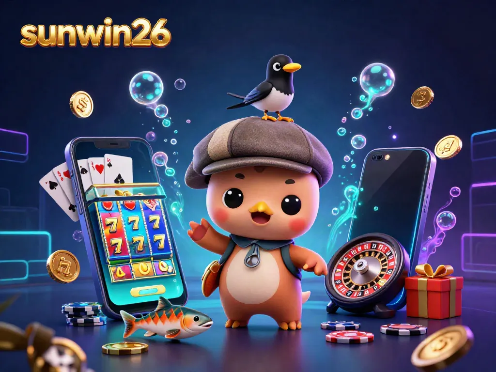 Experience thrilling casino gameplay with sunwin26 featuring cute cartoon characters and vibrant gaming elements.