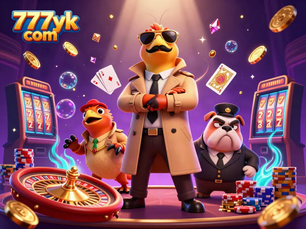 Experience thrilling entertainment at 777yk com with raptors in a casino scene filled with vibrant elements.