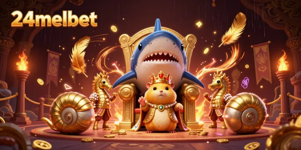 Experience the thrill of 24melbet with a vibrant 3D casino-themed illustration showcasing a dynamic scene.