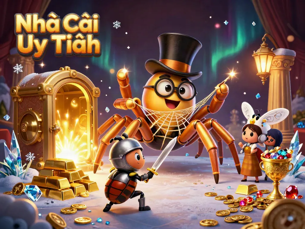 Engage in the world of Nhà Cái Uy Tín with a vibrant 3D casino scene featuring excitement and adventure.