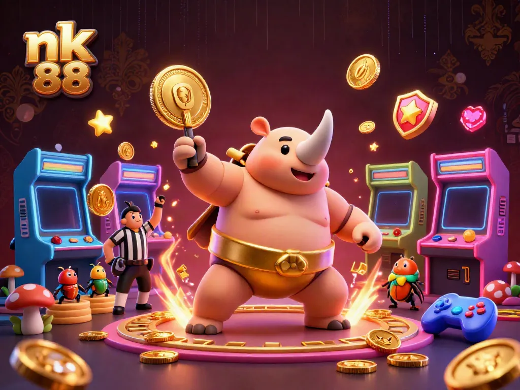 Experience excitement at nk 88 with a vibrant 3D casino scene featuring a beetle champion!