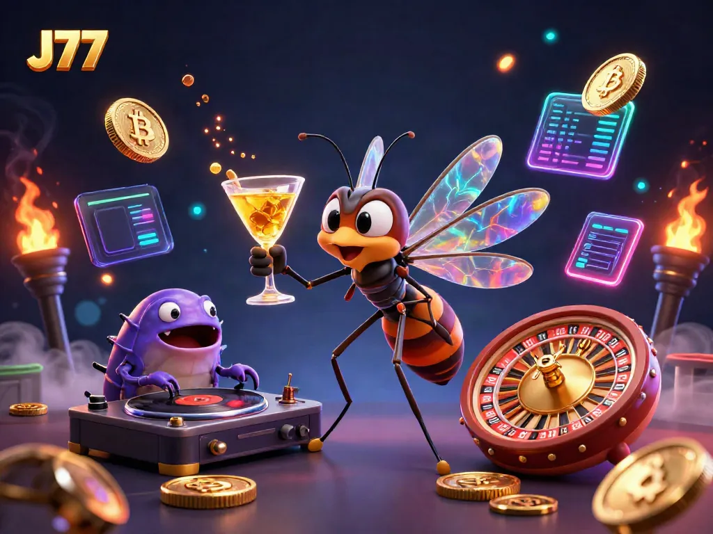 Experience thrilling casino excitement with J77's dynamic gaming characters and vibrant elements.