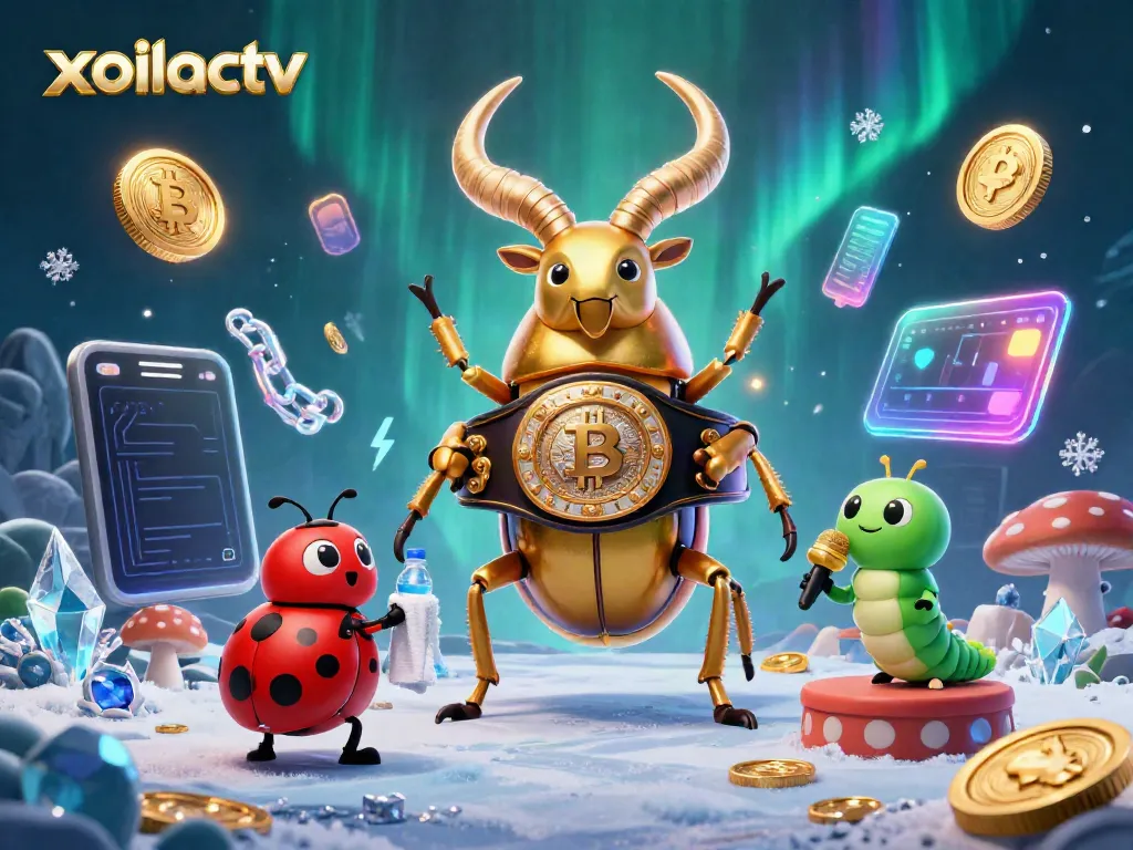 Experience the action of xoilactv with cartoon characters, Bitcoin coins, and glowing effects in a vibrant casino setting.