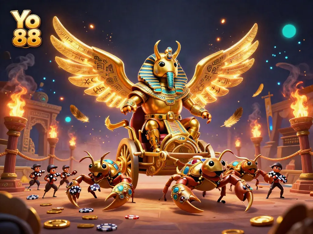 Engage in thrilling gameplay at Yo 88 with dynamic casino elements in a dazzling scene.