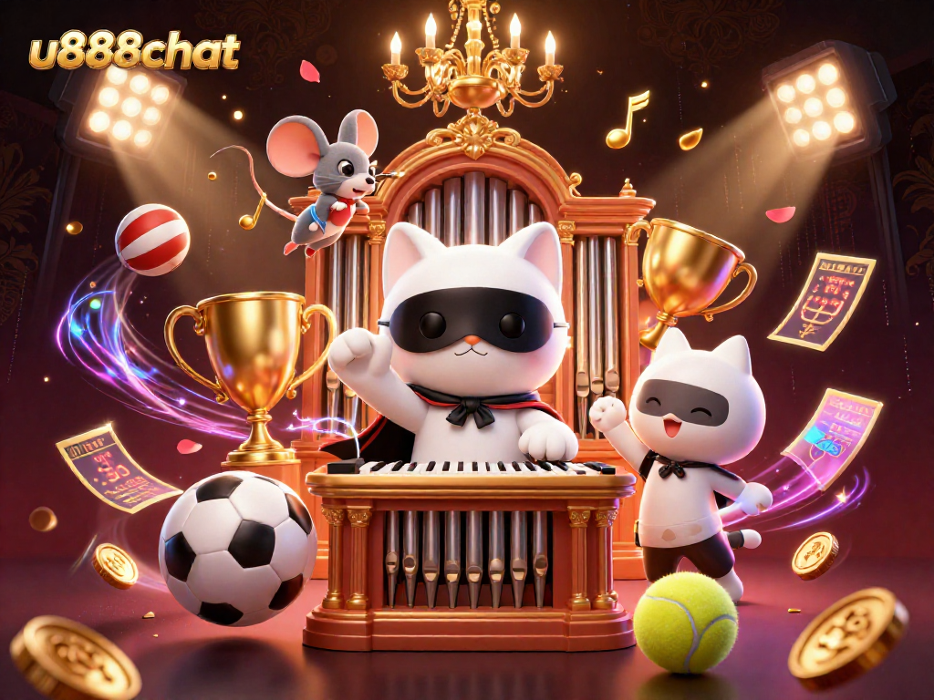 Join the excitement at u888chat with a magical casino scene featuring dynamic sports elements and enchanting characters.