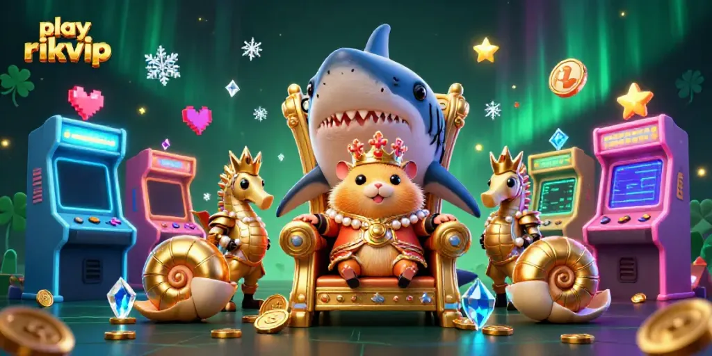 Play rikvip to win big with exciting games in a vibrant casino fantasy scene.