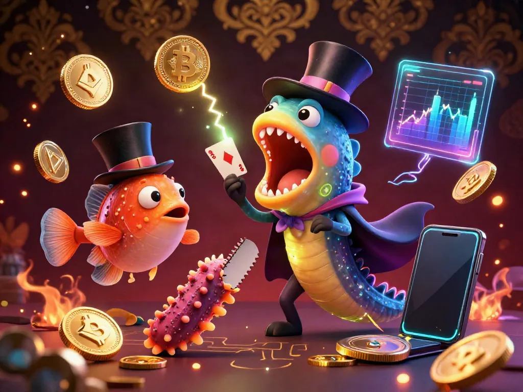 Experience the thrill of 66789 as sea creatures perform magic while showcasing crypto elements and casino vibes.