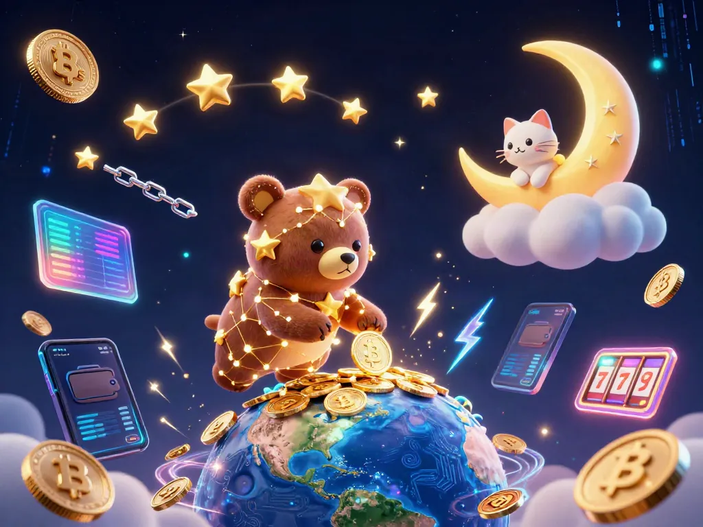 Spin the slots and win big with 8s, featuring a constellation bear in a dynamic casino scene.