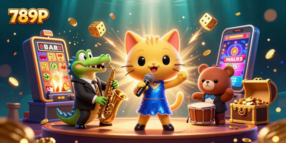 Engage with 789P in a lively casino setting filled with characters, games, and excitement!