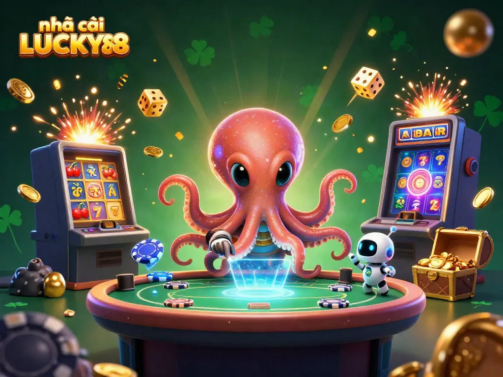 Join the excitement at nhà cái LUCKY88 with enticing casino action and vibrant gaming elements illuminating the scene.