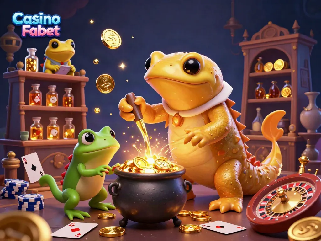 Experience Casino Fabet with dynamic casino-themed illustration featuring vibrant characters and elements.